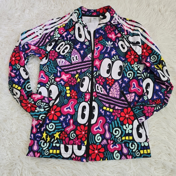 Adidas X Hattie Stewart Superstar Track Jacket Eyes Doodle Colorful Full Zip XS - Picture 11 of 12